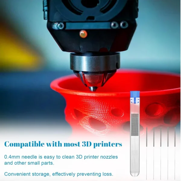 3D Printer Nozzle Cleaning Set, 0.4 mm Stainless Steel 3D Printer Nozzle Cleaning Needles 3D Printer Nozzle Cleaner 3D Printer Accessories