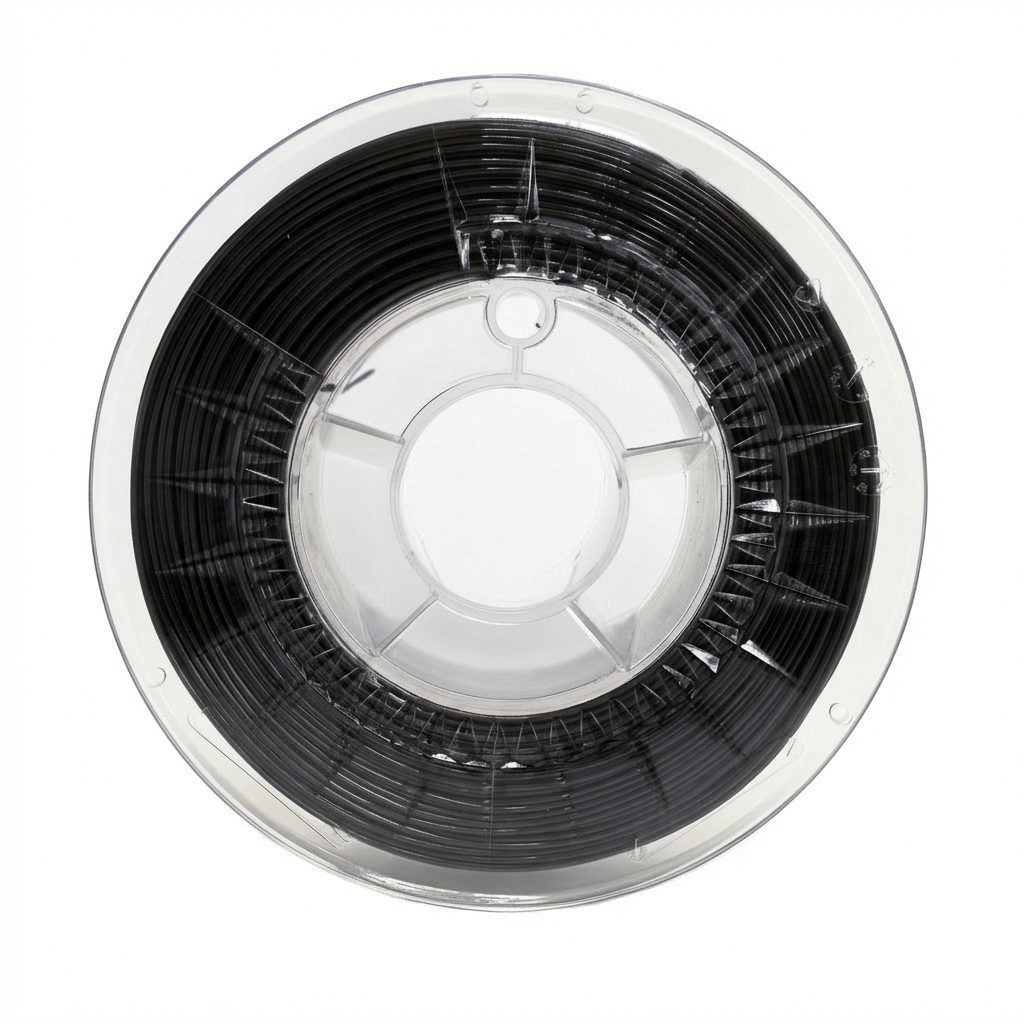 Zavojnica crnog ASA filamenta, spremna za industrijsku ili vanjsku primjenu.