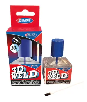 Deluxe Materials 3D Weld ljepilo za 3D ispisane dijelove — kutija i bočica s kistićem